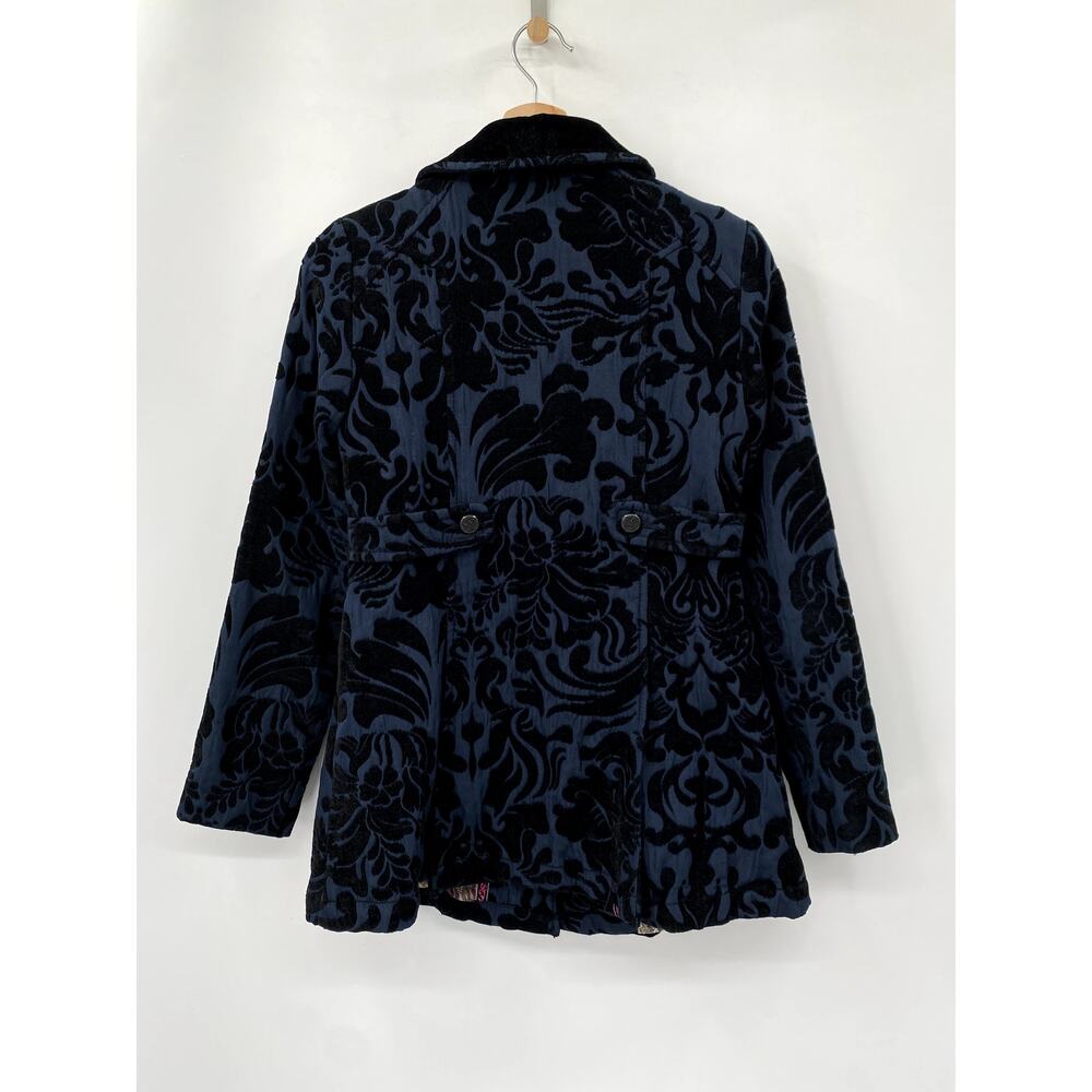 Free People vintage blue paidsley short pea coat - Picture 4 of 5
